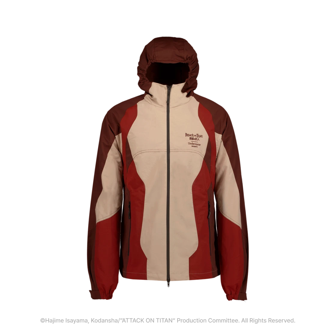 [진격의 거인 I 언더마이카] 거인 실루엣 셸 파카 스팀 레드([Attack On Titan I Undermycar] Titan Silhouette Shell Parka Steam Red)