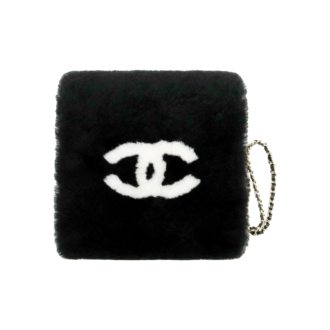 ITVHPVVBL53F Chanel Black Shearling Chain Shoulder Bag