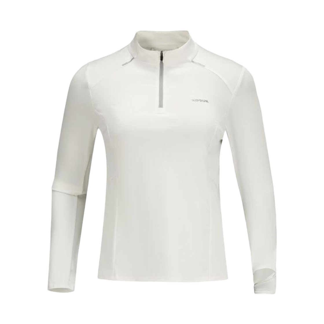 9017882 Decathlon Women's Half-Zip Running Long-Sleeved T-shirt Dry 500 Mineral Grey