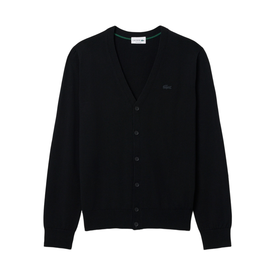 AH5665-56N-031 Lacoste Merino Wool V-Neck Cardigan Black