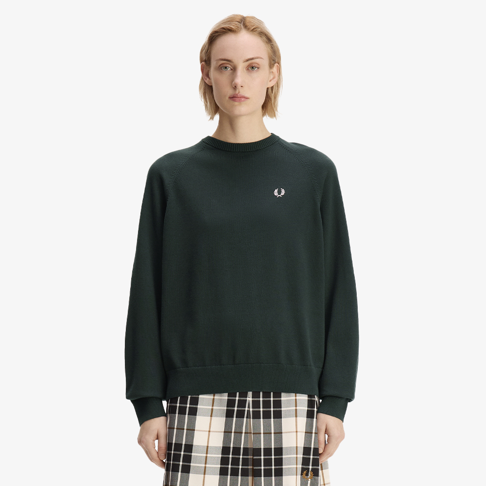 프레드페리 우먼즈 오버사이즈드 크루넥 니트 나이트그린(Fred Perry Womens Oversized Crew Neck Knit Night Green) - 3