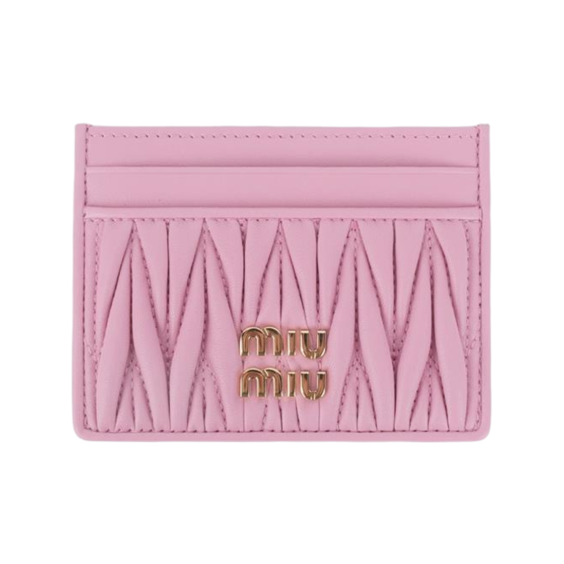 5MC076 AFPP F0028 [20% 쿠폰] Miu Miu Matelasse Nappa Leather Card Holder Pink