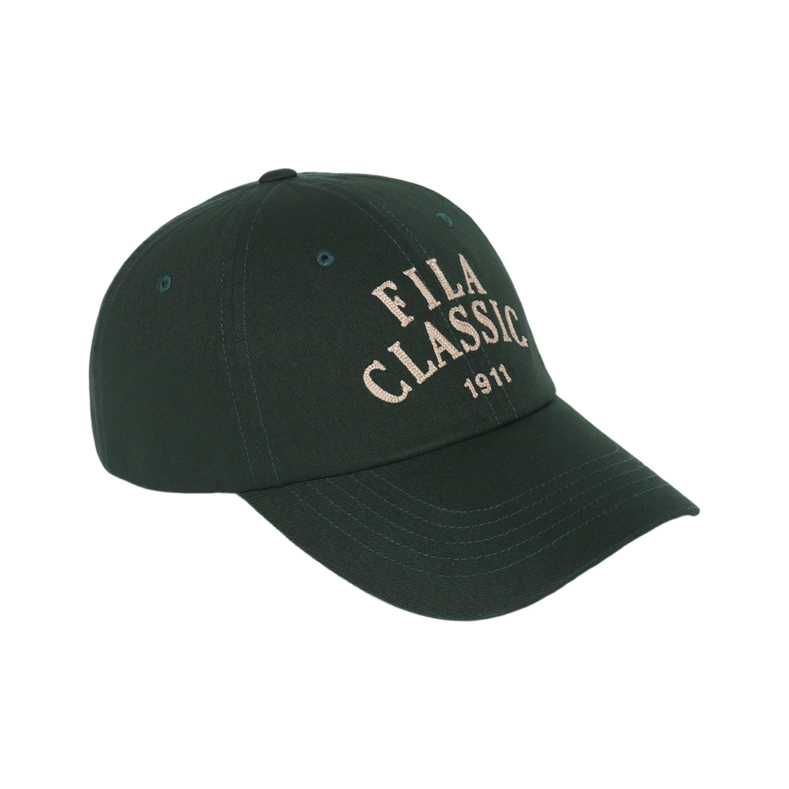 [5% 적립] 휠라 아치로고 헤리티지 볼캡 다크그린([5% 적립] FILA Arch Logo Heritage Ball Cap Dark Green)