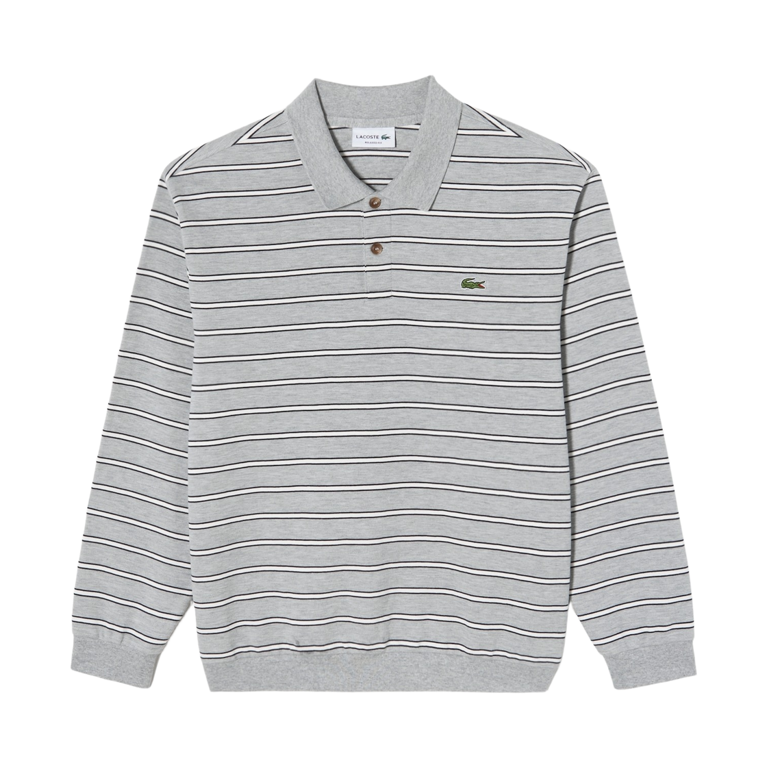 SH271E-56N-CCA Lacoste Stripe Polo Sweatshirt Melange Grey