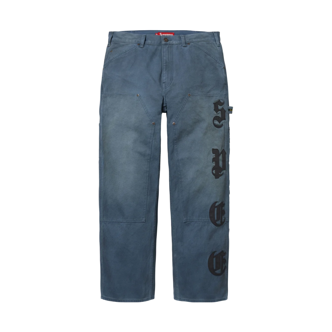 - Supreme Leather Applique Double Knee Painter Pant Navy - 26FW