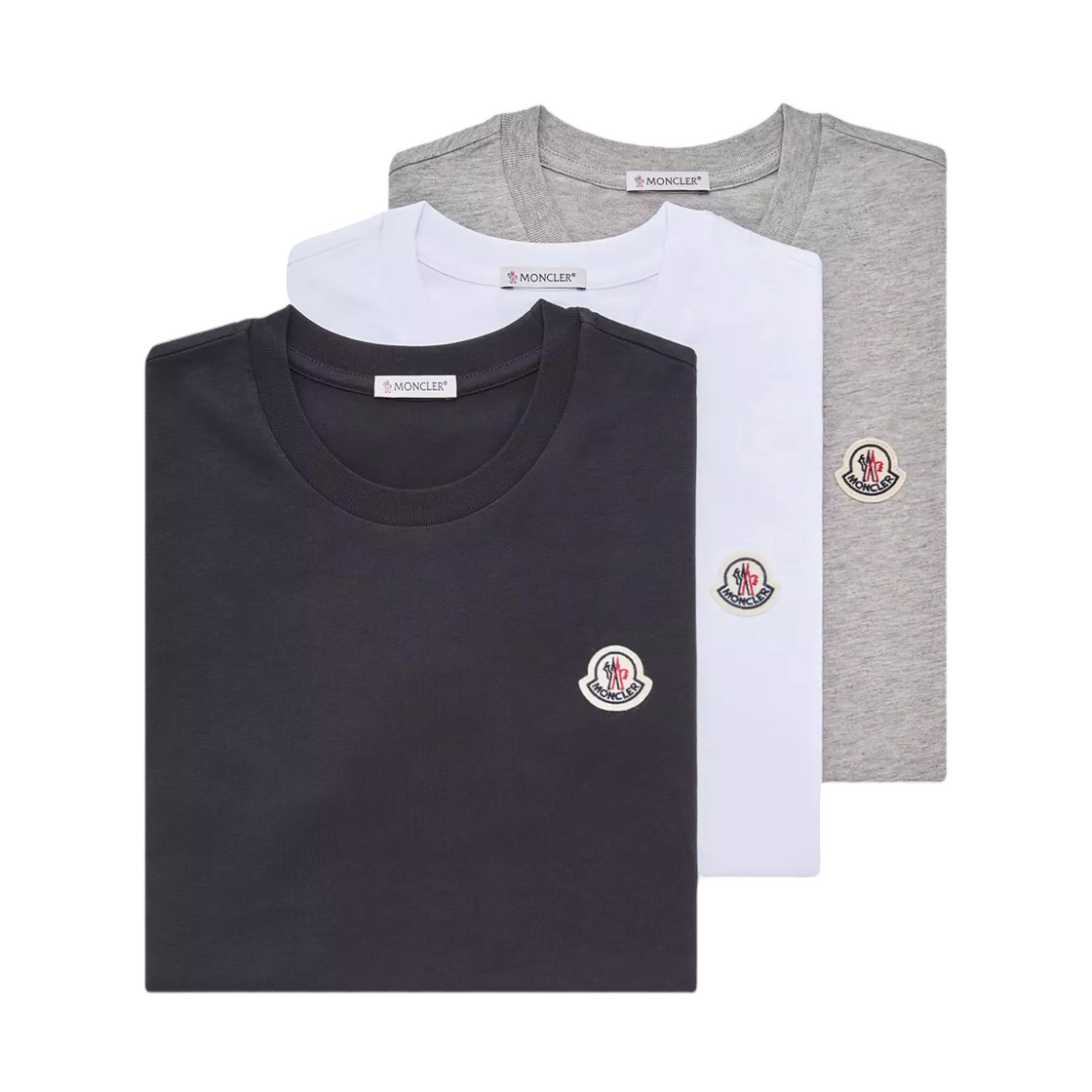 L2-093-8C00028-89B8U-3PS (W) Moncler Logo Patch Cotton T-Shirt Blue White Grey (Pack of 3) - 26FW