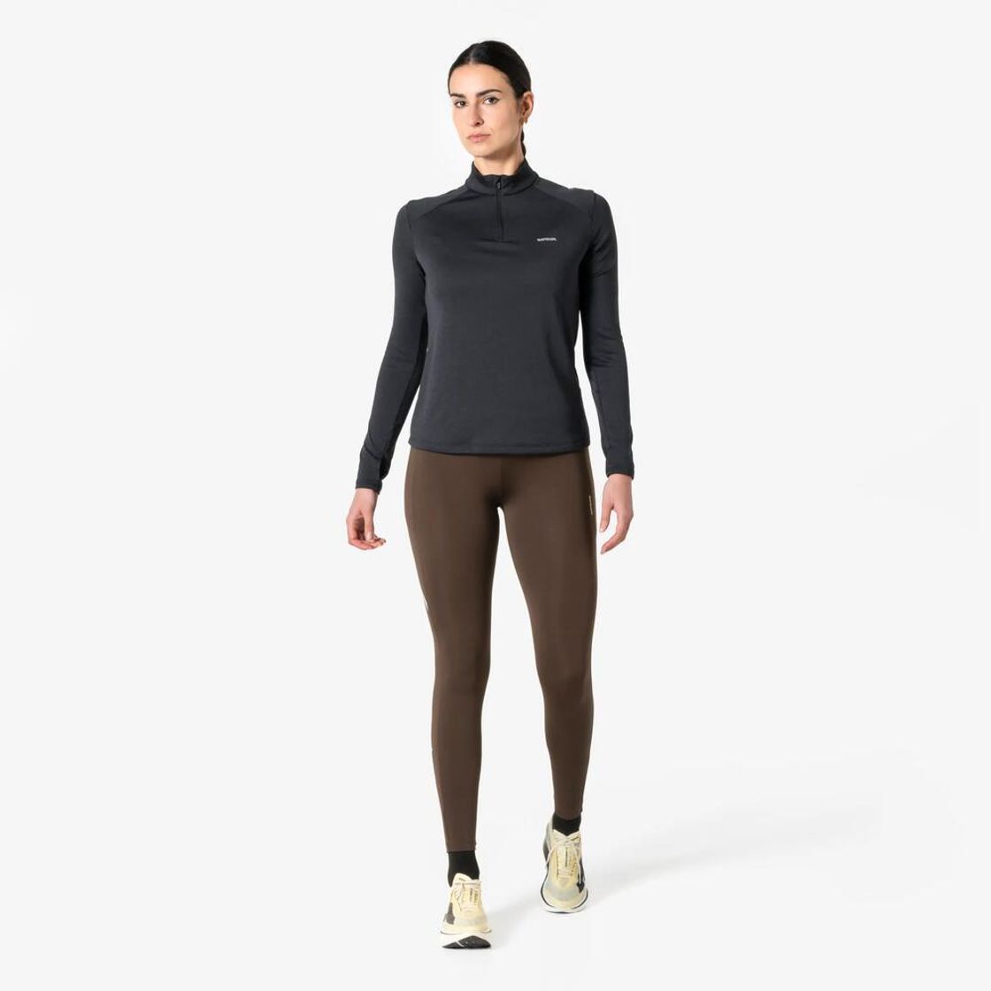 데카트론 여성 하프집 러닝 긴팔 티 런 코어 스모크 블랙(Decathlon Women's Half-Zip Running Long-Sleeved T-shirt Run Core Smoke Black) - 4