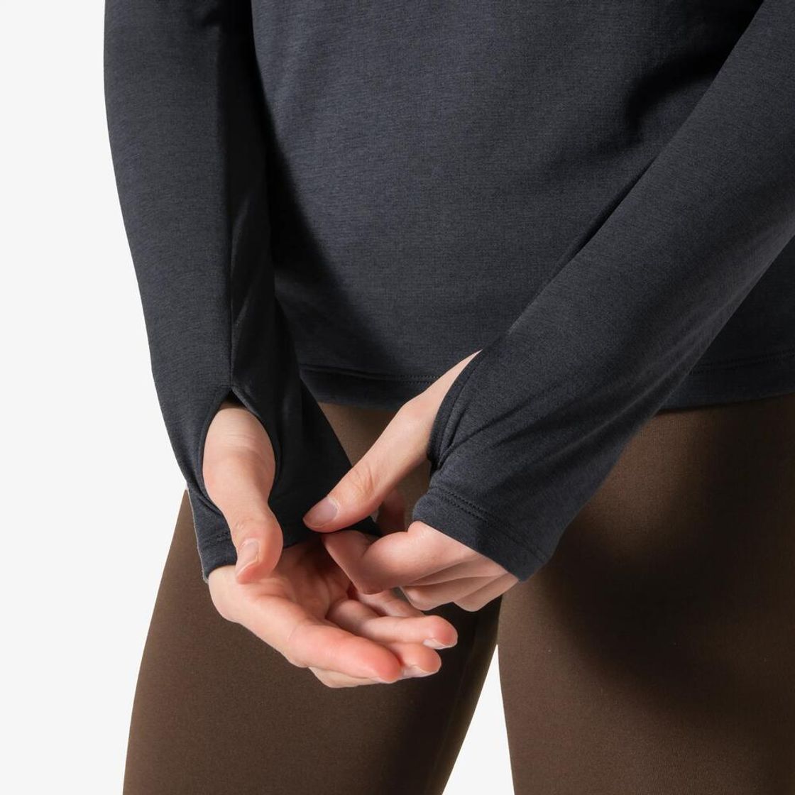 데카트론 여성 하프집 러닝 긴팔 티 런 코어 스모크 블랙(Decathlon Women's Half-Zip Running Long-Sleeved T-shirt Run Core Smoke Black) - 8