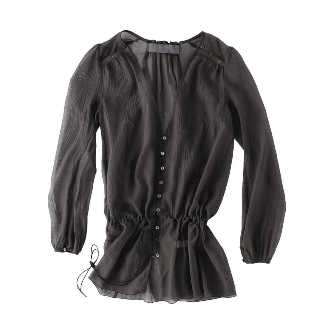 KW6DBL1US05DR Ulika Sanctus Curtain Buttoned Dress Dark Olive - 26FW