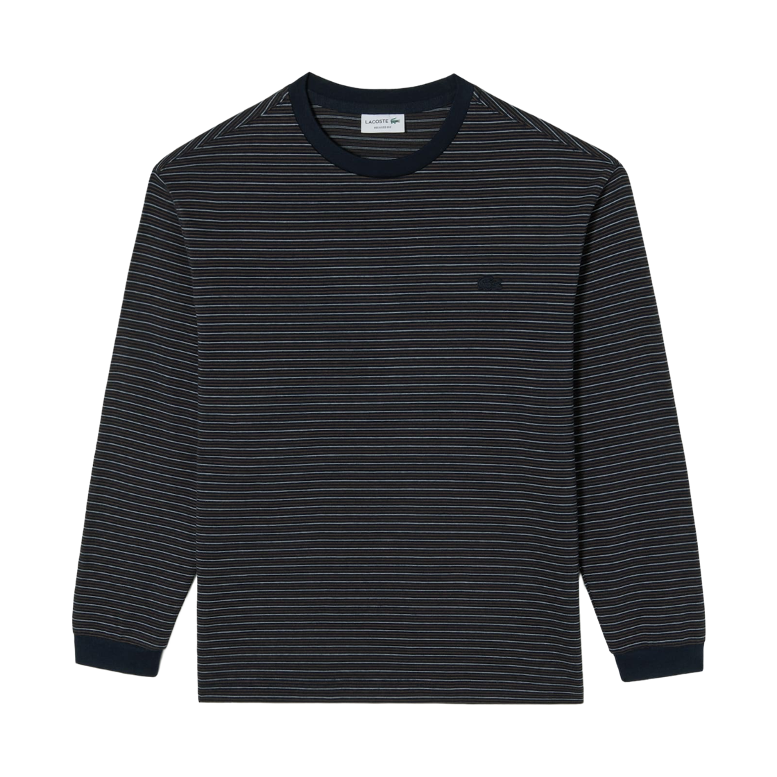 TH467E-56N-166 Lacoste Multi Stripe Long Sleeve T-Shirt Navy