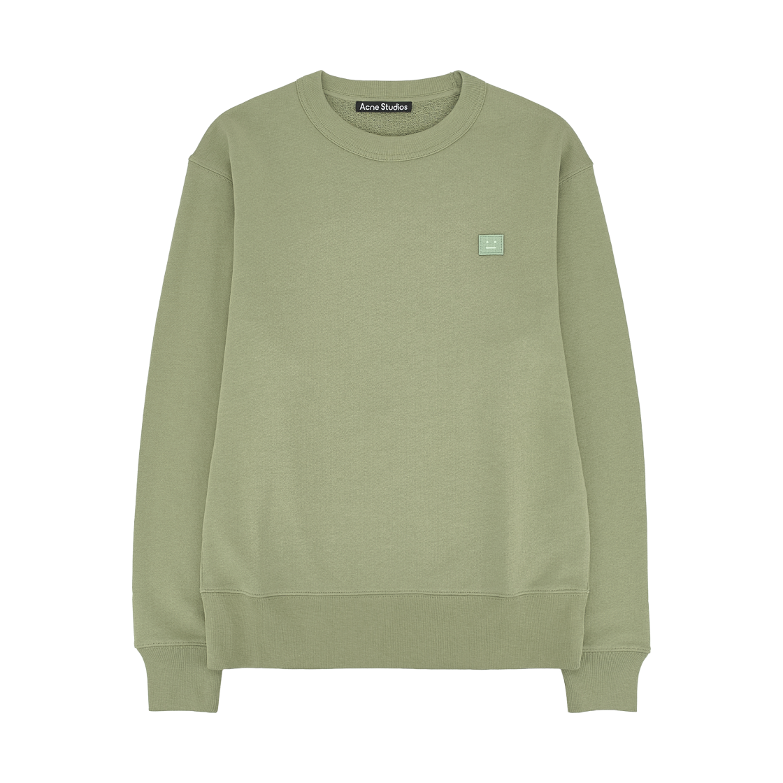 CI0076-CRW Acne Studios Fairview Face Crewneck Sweatshirt Eucalyptus Green