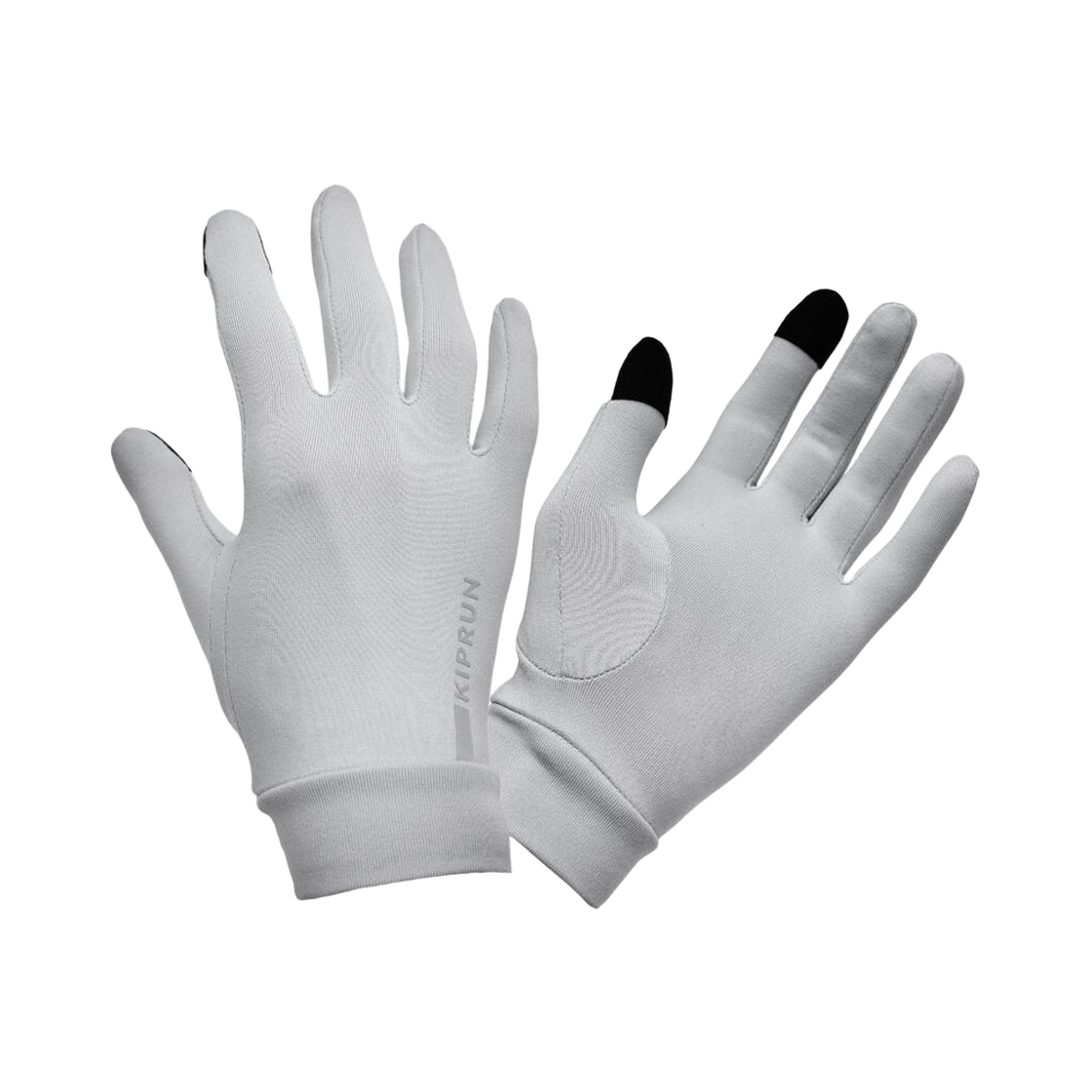 8946658 Decathlon Running Touchscreen Gloves Warm 100 V2 Silver Grey