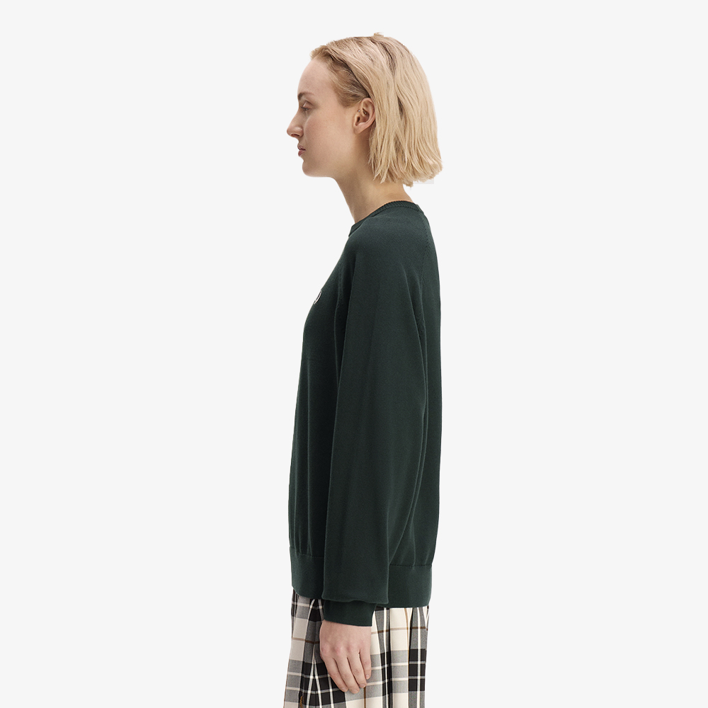 프레드페리 우먼즈 오버사이즈드 크루넥 니트 나이트그린(Fred Perry Womens Oversized Crew Neck Knit Night Green) - 4