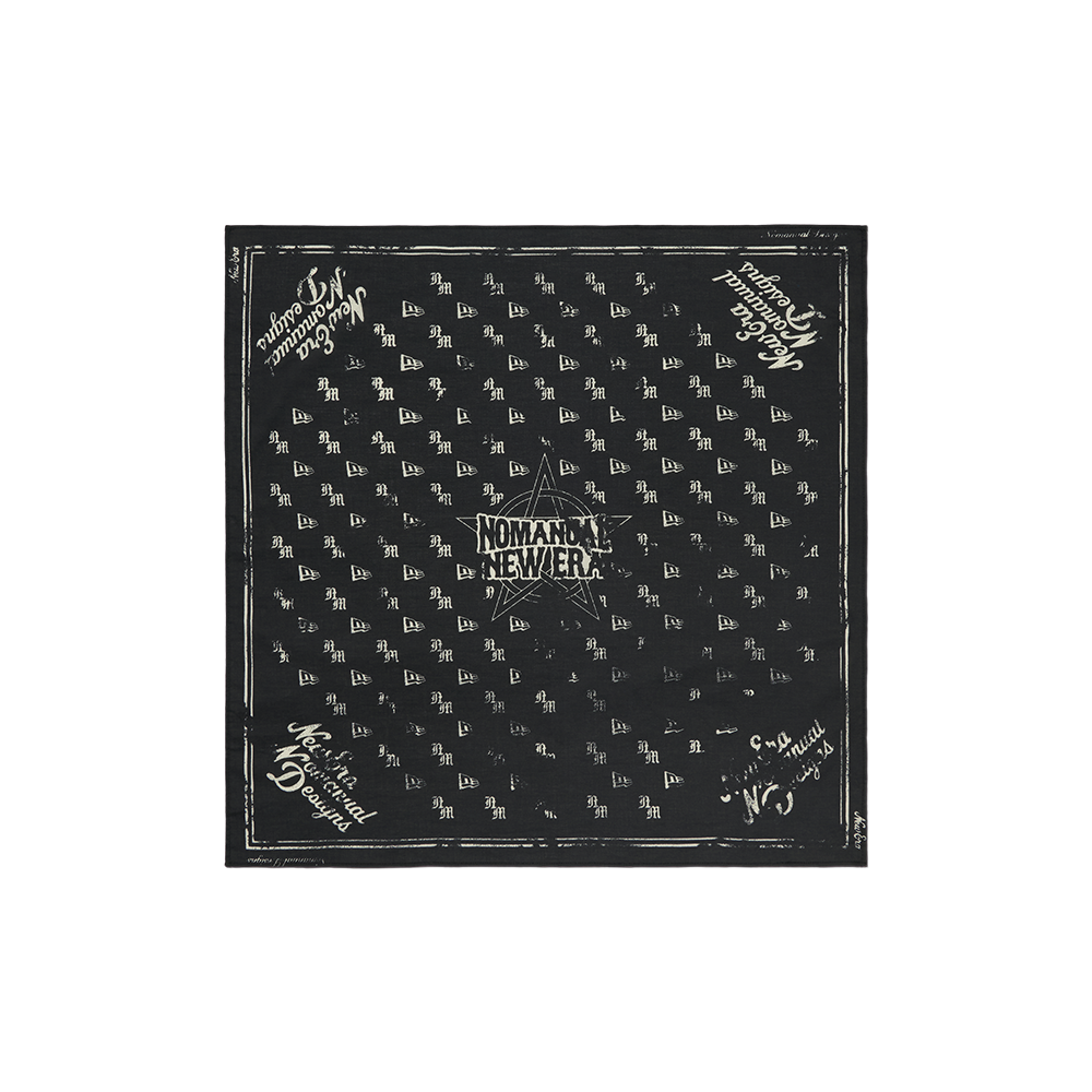 노매뉴얼 x 뉴에라 로우 모노그램 반다나 블랙(NOMANUAL x New Era Raw Monogram Bandana Black) - 1