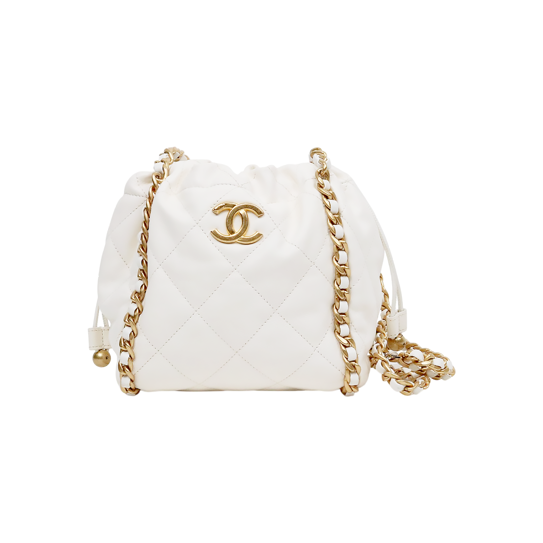 ITM54WNNURFK Chanel White Quilted CC Shoulder Bag