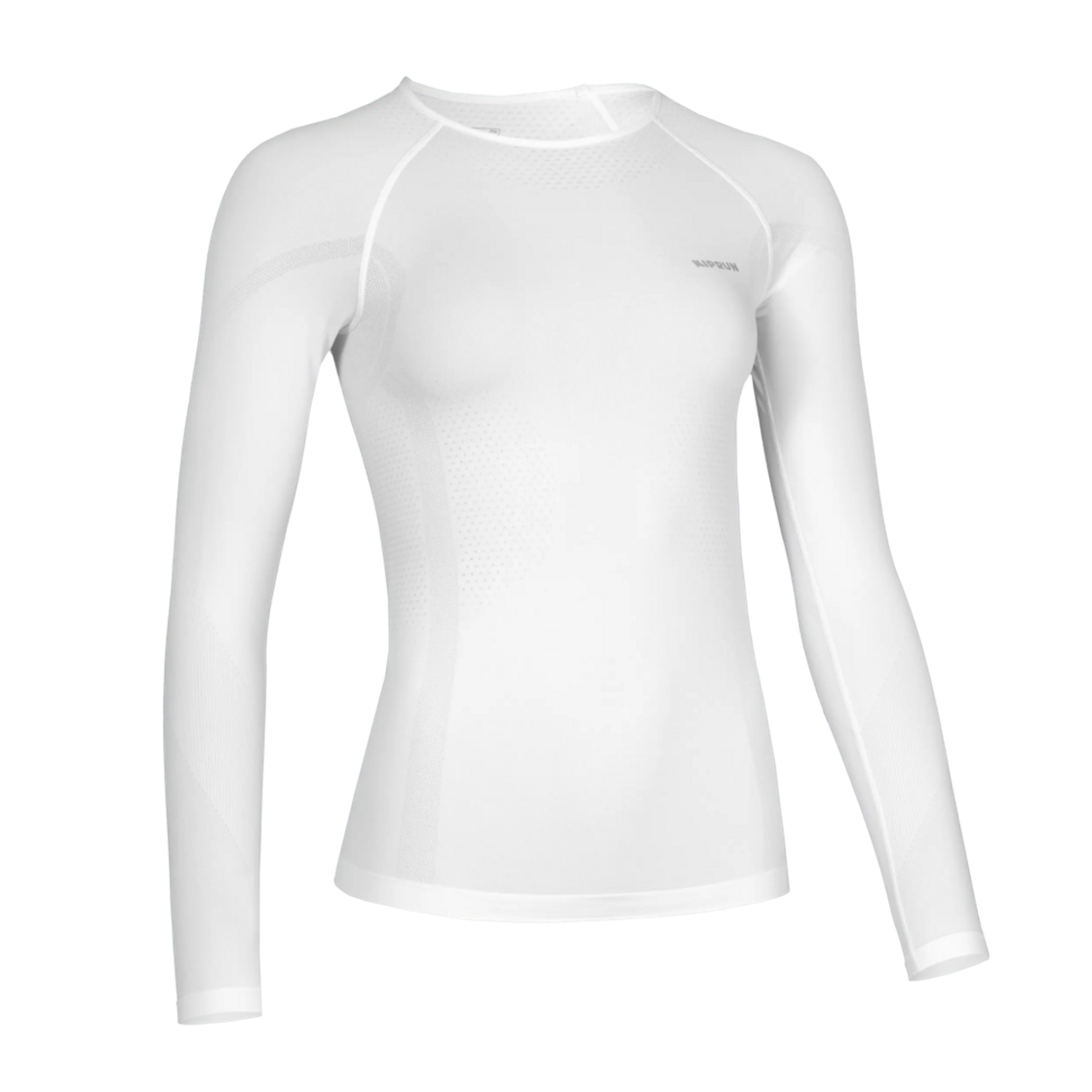 8954770 Decathlon Women's Running Seamless Long-Sleeved T-shirt Run 500 Ultra White