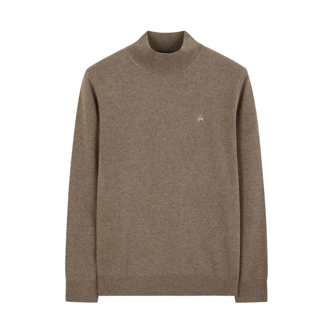 BBWUMBG406-ZBR BrooksBrothers Wool Cashmere Solid Half Neck Sweater Brown