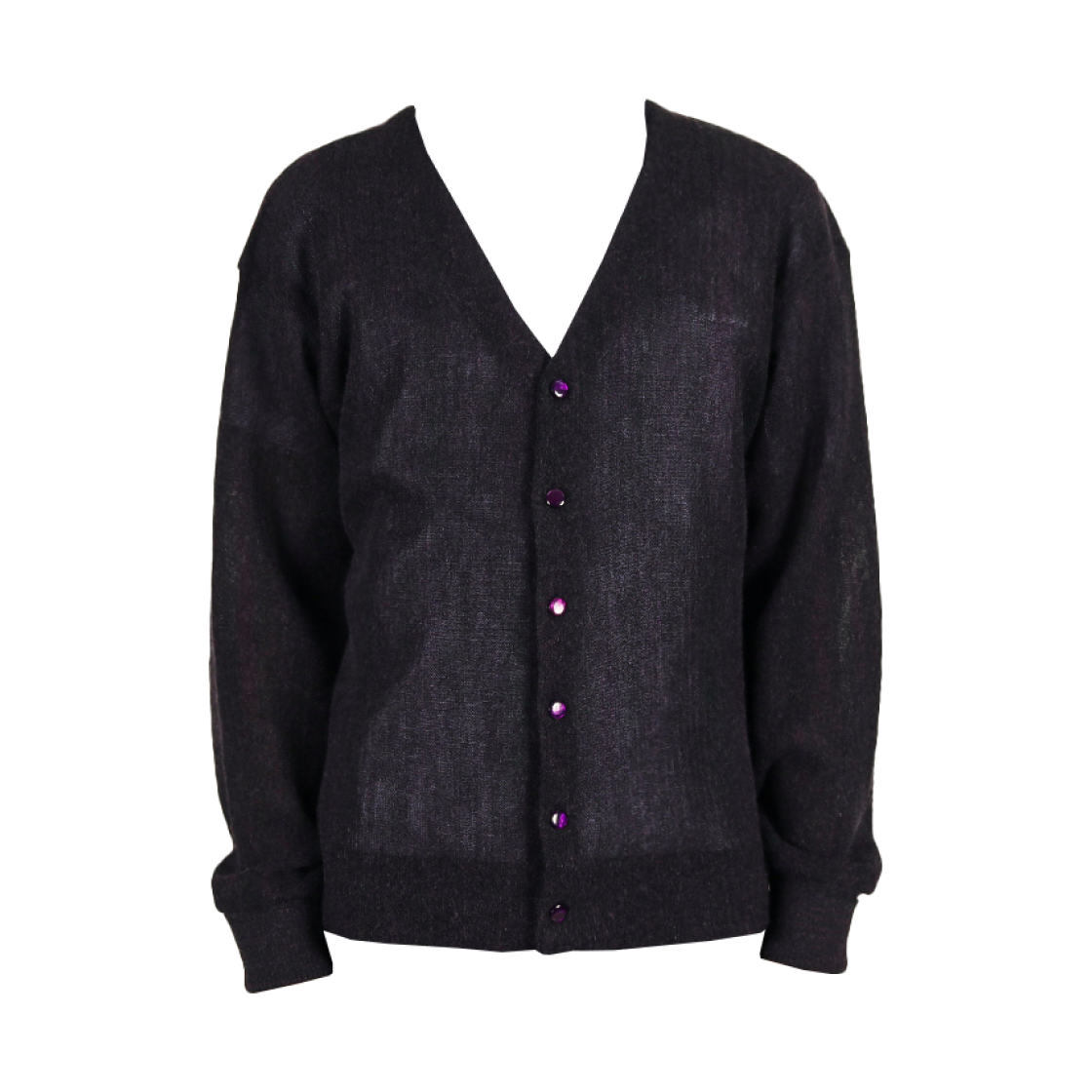SX455 Needles V-Neck Stripe Cardigan Purple