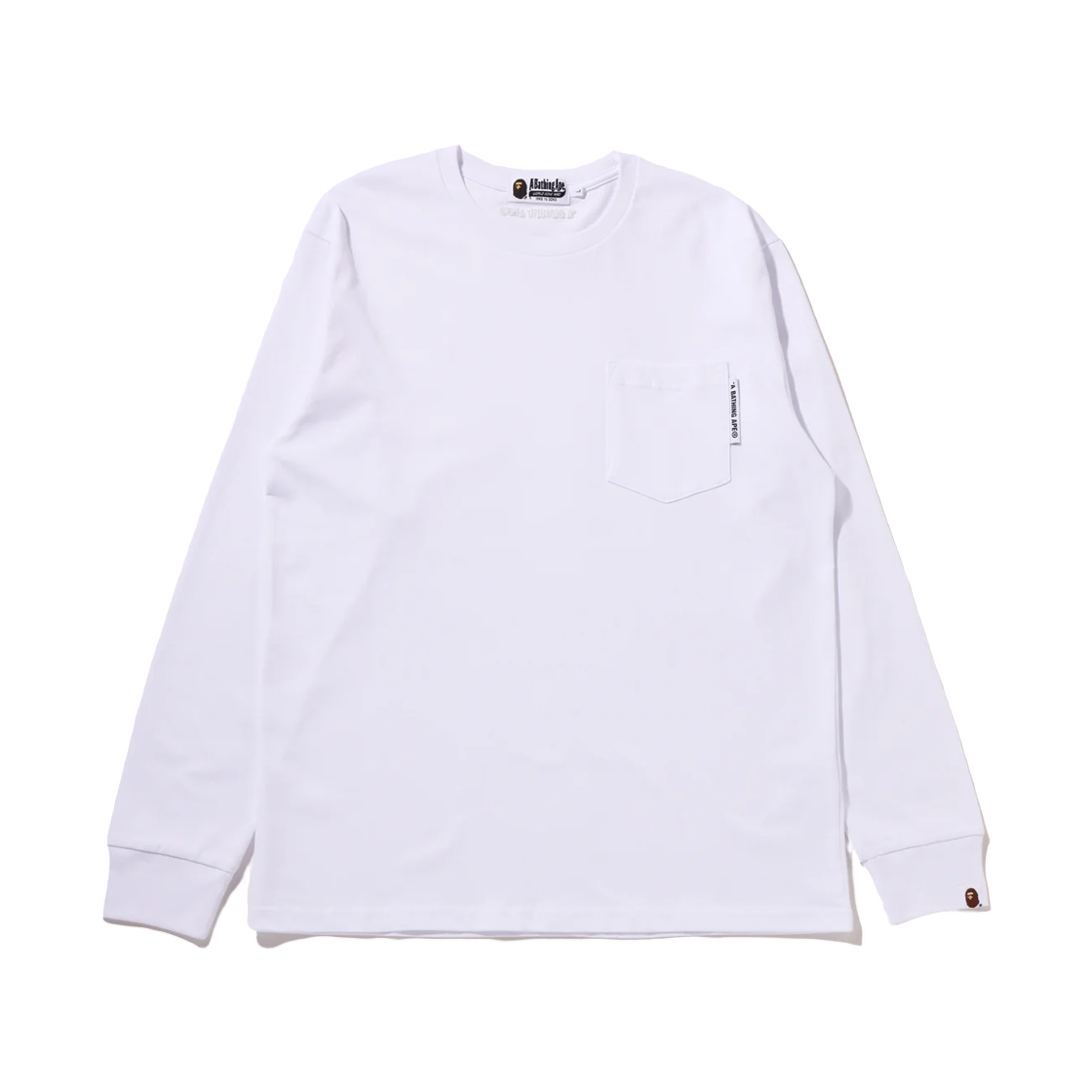- BAPE Line Camo Flag Label Pocket L/S T-Shirt White