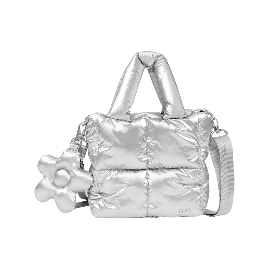 1100FS264BC01F003092 [5% 적립] FILA Puffer Mini Tote Bag Silver