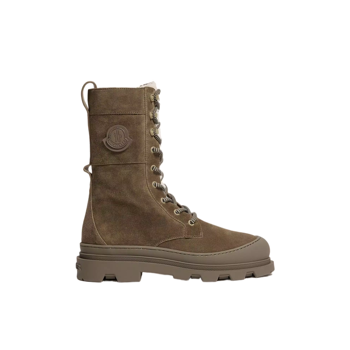 L2-09B-4F00100-M7542-26C (W) Moncler Vera High Suede And Shearling Lace Up Boots Brown - 26FW