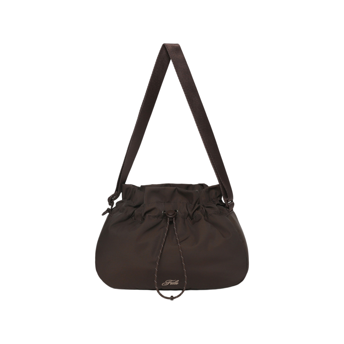 1100FS263BC01F001234 [5% 적립] FILA Nylon Shirring Essential Cross Bag Dark Brown