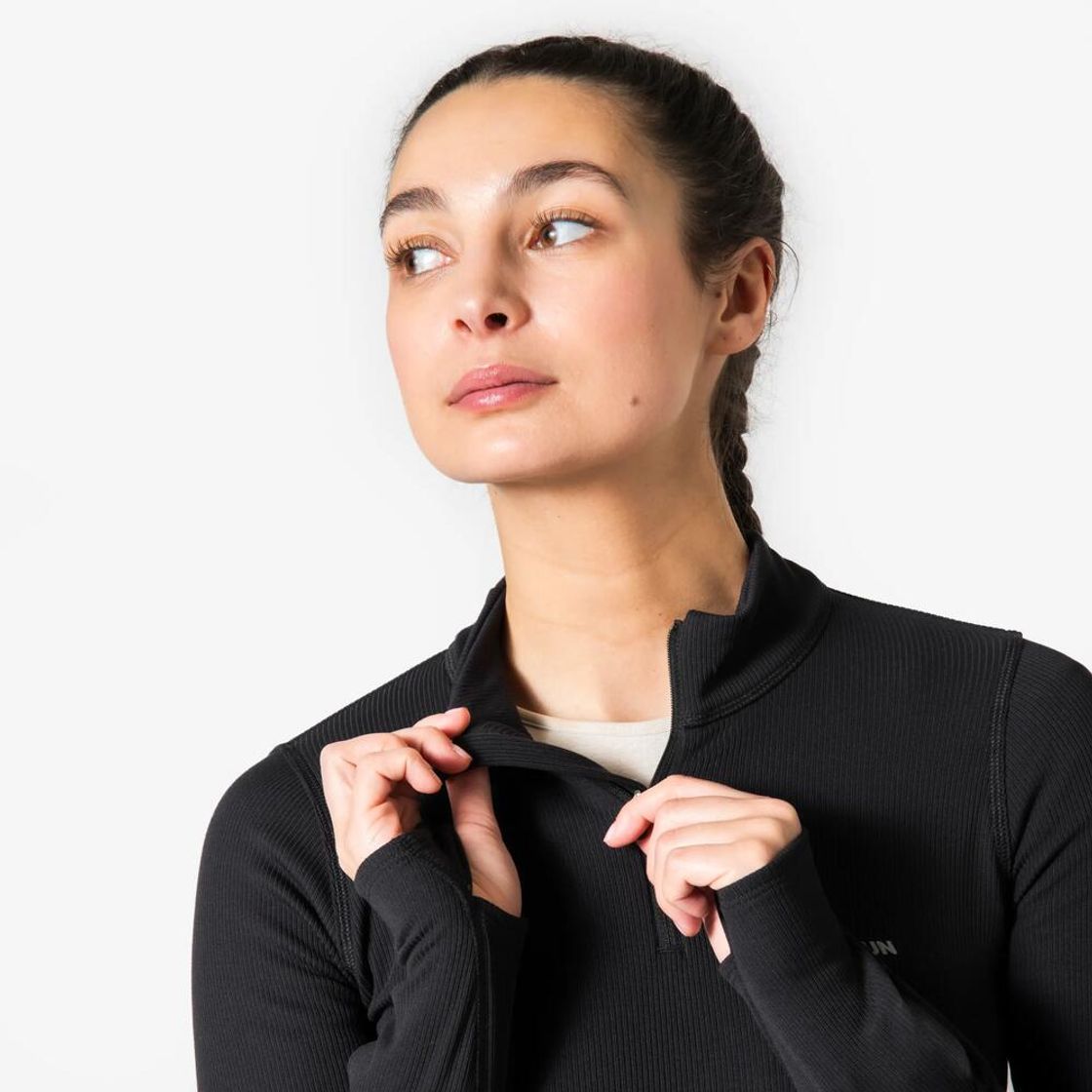 데카트론 여성 하프집 러닝 긴팔 티 런 웜 플로우 스모크 블랙(Decathlon Women's Half-Zip Running Long-Sleeved T-shirt Run Warm Flow Smoke Black) - 7