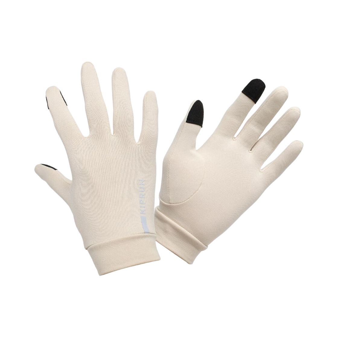 8946656 Decathlon Running Touchscreen Gloves Warm 100 V2 Linen Beige