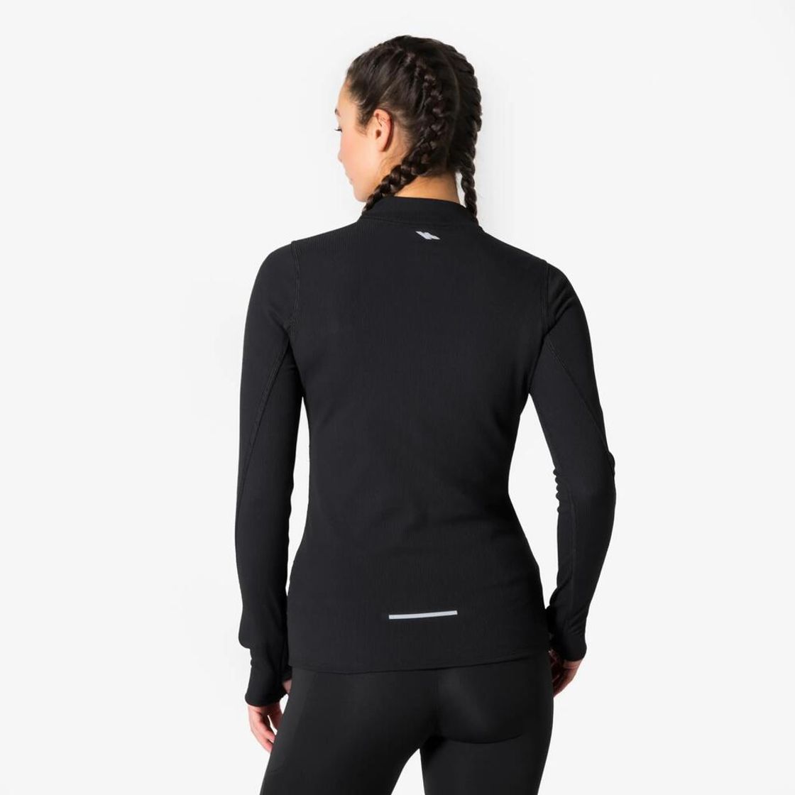 데카트론 여성 하프집 러닝 긴팔 티 런 웜 플로우 스모크 블랙(Decathlon Women's Half-Zip Running Long-Sleeved T-shirt Run Warm Flow Smoke Black) - 3