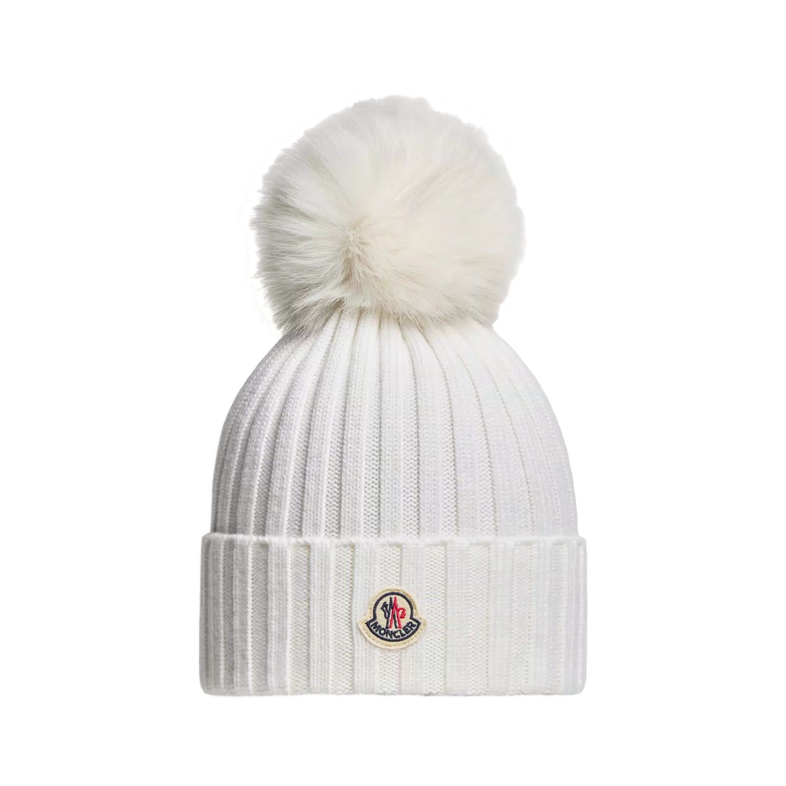 L2-093-3B00039-M1131-034 (W) Moncler Wool Beanie With Pom Pom White - 26FW