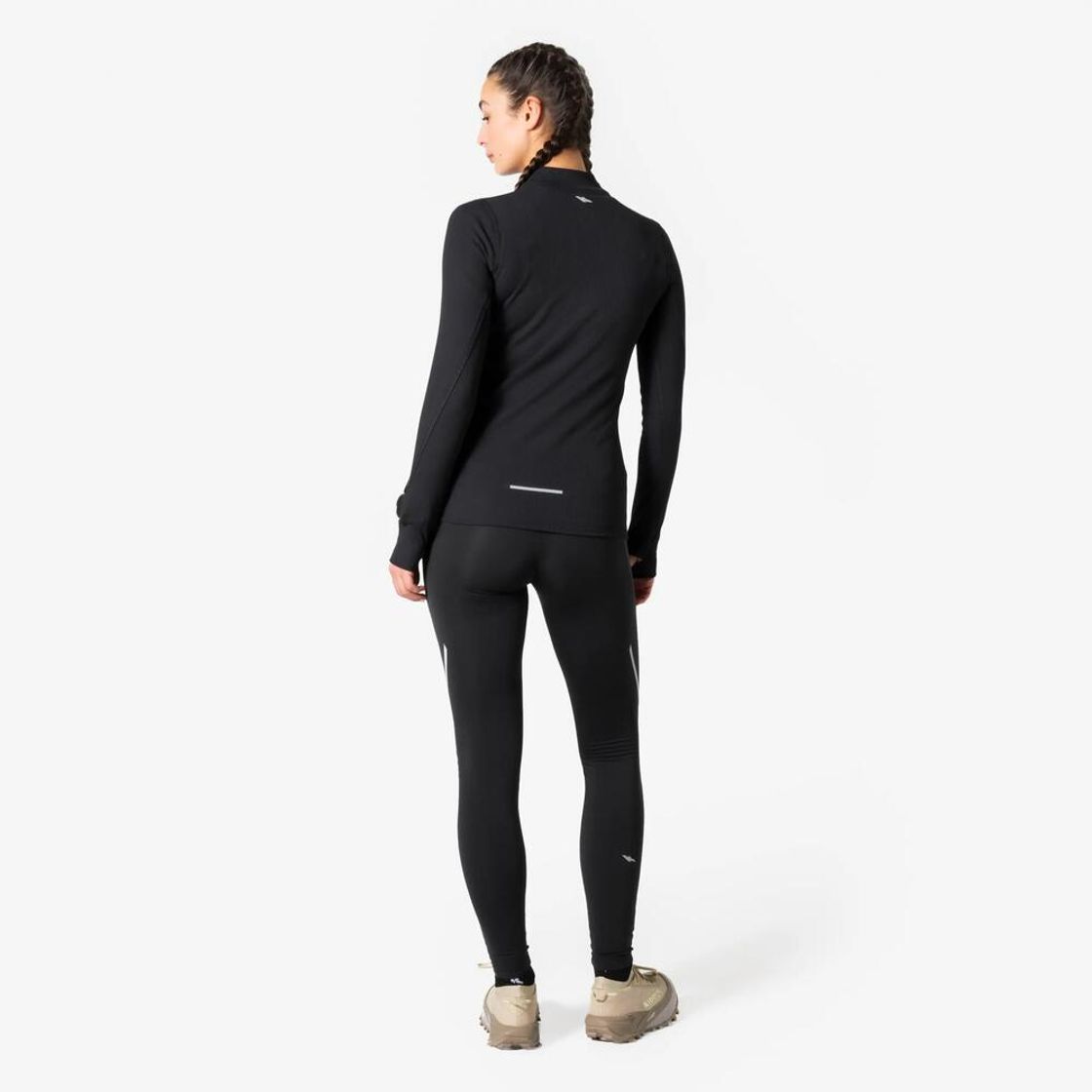 데카트론 여성 하프집 러닝 긴팔 티 런 웜 플로우 스모크 블랙(Decathlon Women's Half-Zip Running Long-Sleeved T-shirt Run Warm Flow Smoke Black) - 5