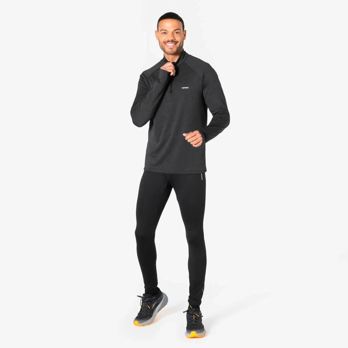데카트론 남성 하프집 러닝 긴팔 티 런 웜 100 스모크 블랙(Decathlon Men's Half-Zip Running Long-Sleeved T-shirt Run Warm 100 Smoke Black) - 7