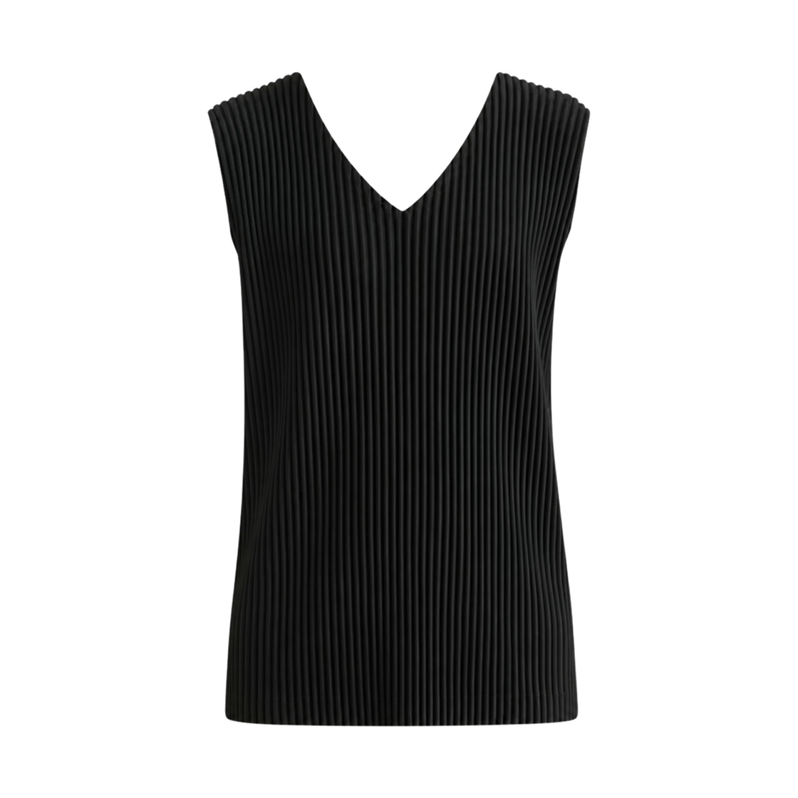 HP29-JE010-15 Homme Plisse Issey Miyake V-Neck Pleated Vest Black