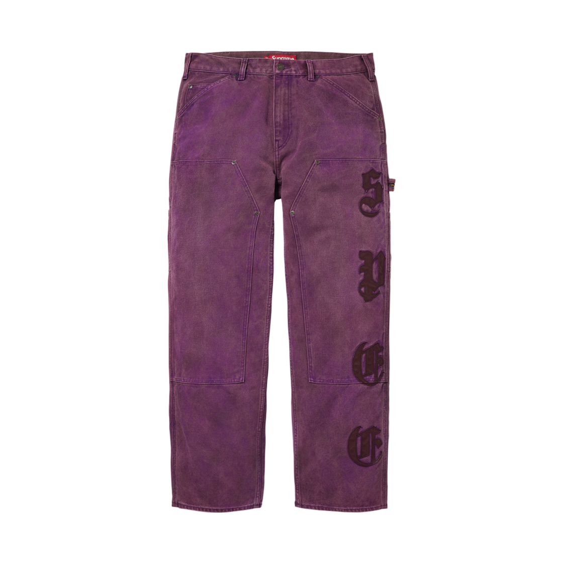 - Supreme Leather Applique Double Knee Painter Pant Purple - 26FW
