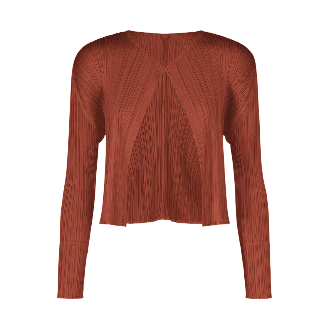 PP63-JO132-49 (W) Pleats Please Issey Miyake Monthly Colors September Cardigan Red Brown
