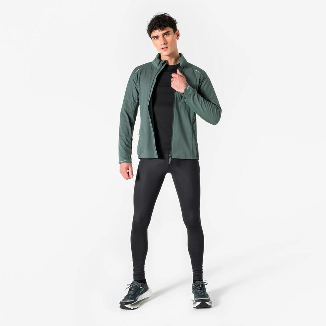 데카트론 남성 러닝 장갑일체형 자켓 런 웜 900 스모크 그린(Decathlon Men's Running Jacket with Built-in Gloves Run Warm 900 Smoke Green) - 3