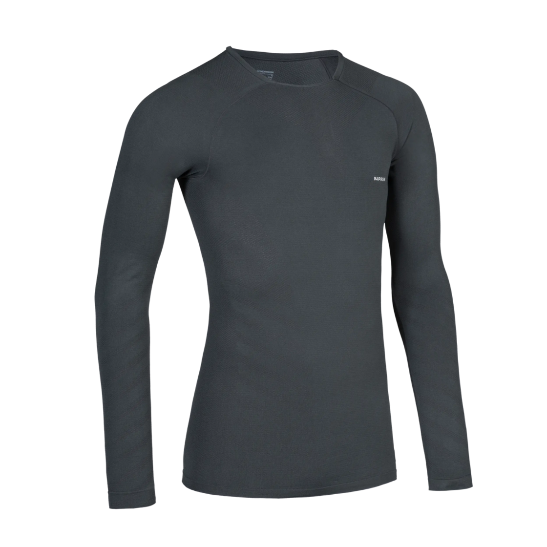 9027025 Decathlon Men's Running Seamless Long-Sleeved T-shirt Run Skincare 500 Graphite Grey