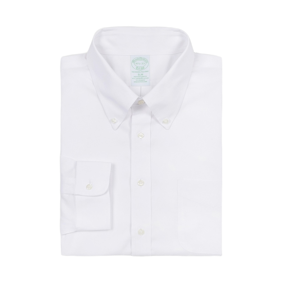BBTSMMZ501-ZWH BrooksBrothers Non-Iron Polo Button Down Dress Shirt White