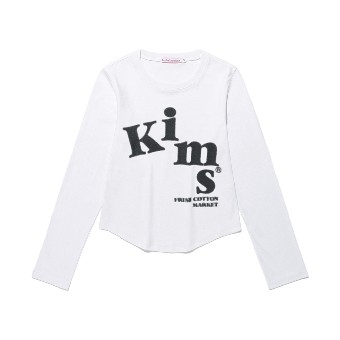 KIB6FFT559AWH Kims Fresh Cotton Market (Unisex) Messy Alpha Logo LS Tee White