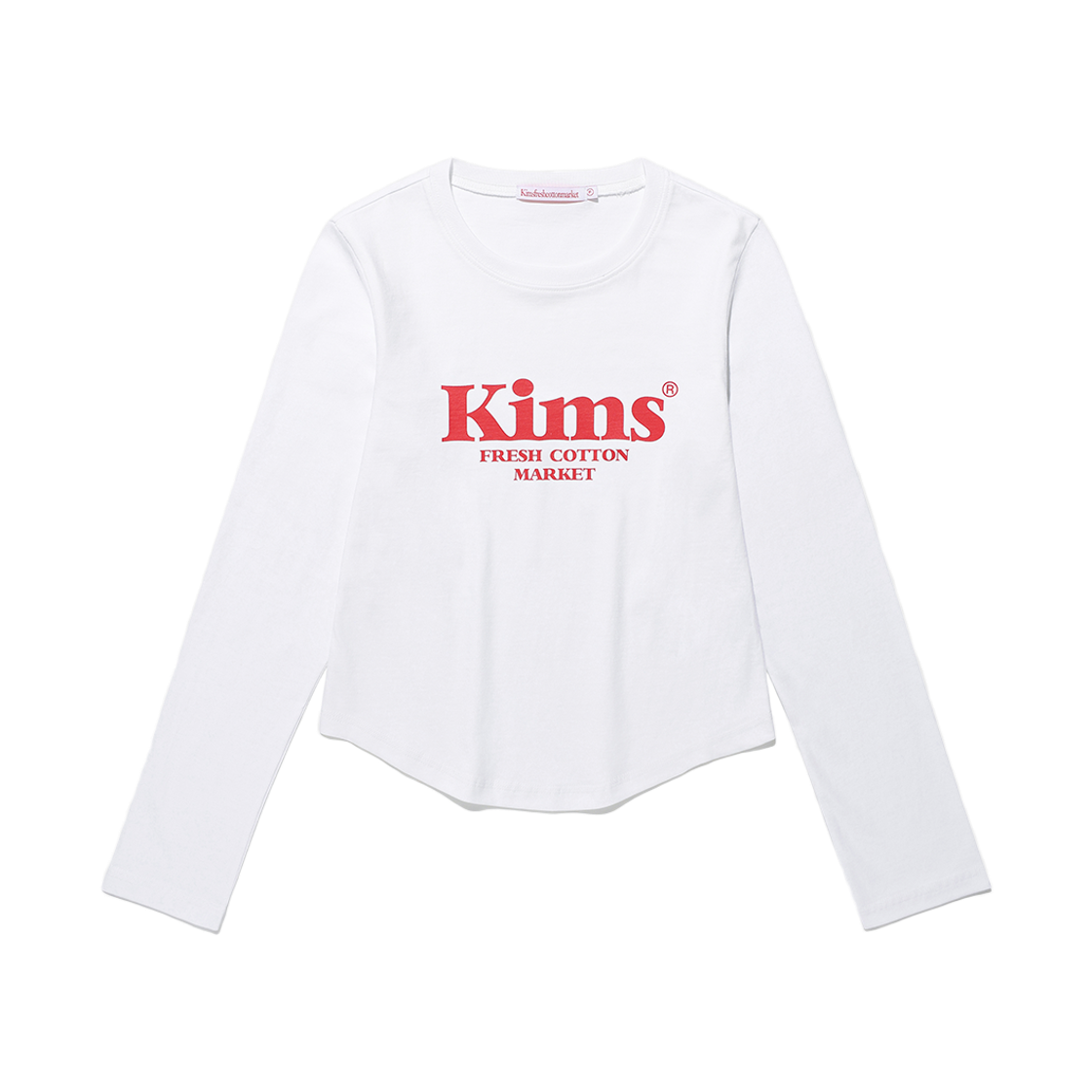 KIB6SFT550AWR Kims Fresh Cotton Market (Unisex) Kims Bam Logo LS Tee White(Red)