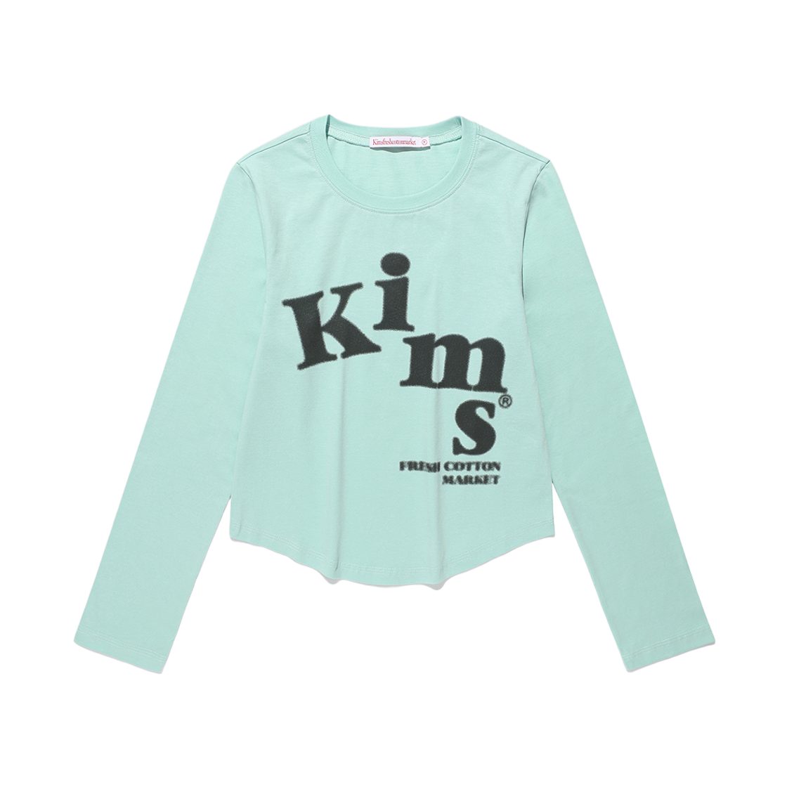 KIB6FFT559AMT Kims Fresh Cotton Market (Unisex) Messy Alpha Logo LS Tee Mint