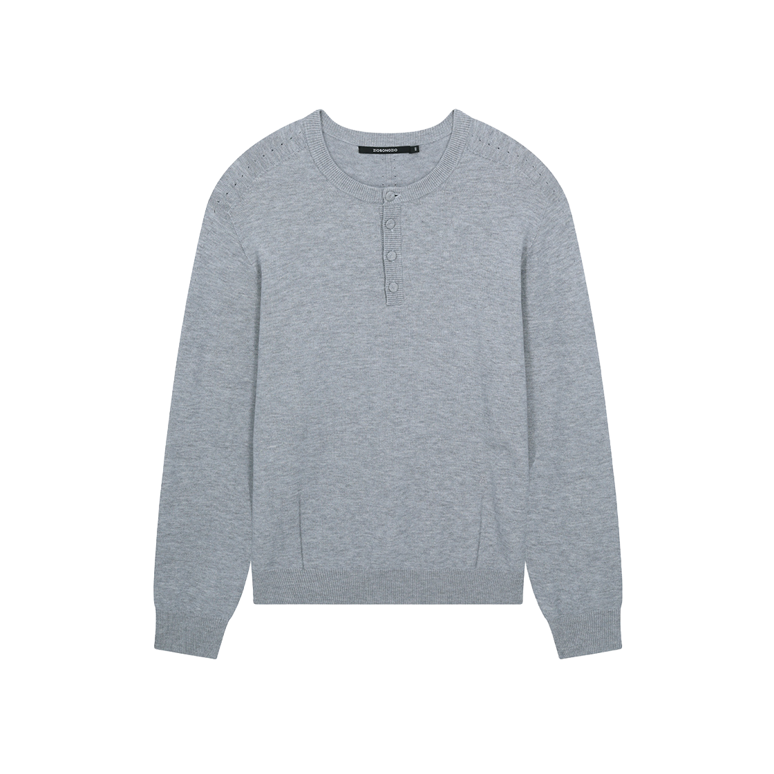 ZI6KT692GY ZIOSONGZIO Timeless Wholegarment Henley Neck Knit Grey