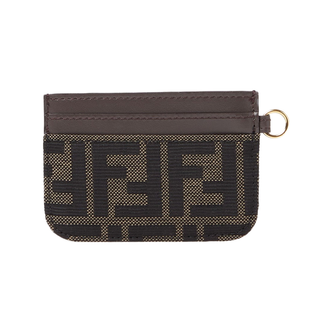 8M0592B17AF14YN Fendi FF Zucca Jacquard Leather Card Case Brown
