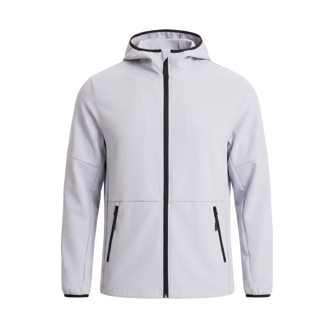 9017486 Decathlon Men's Running Wind Jacket Run 100 Silver Grey