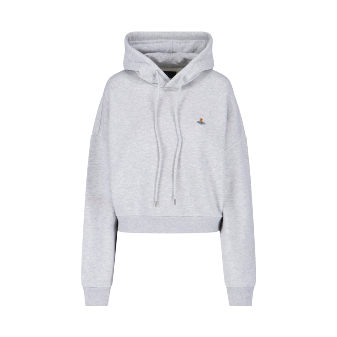 1I01001A-J00AS-P001 (W) Vivienne Westwood Logo Embroidered Cropped Hoodie Grey