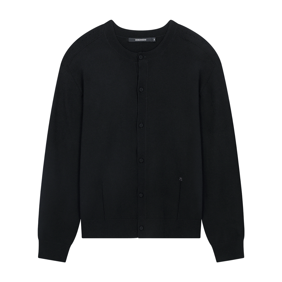 ZI6KT681BK ZIOSONGZIO Timeless Wholegarment Collarless Cardigan Black