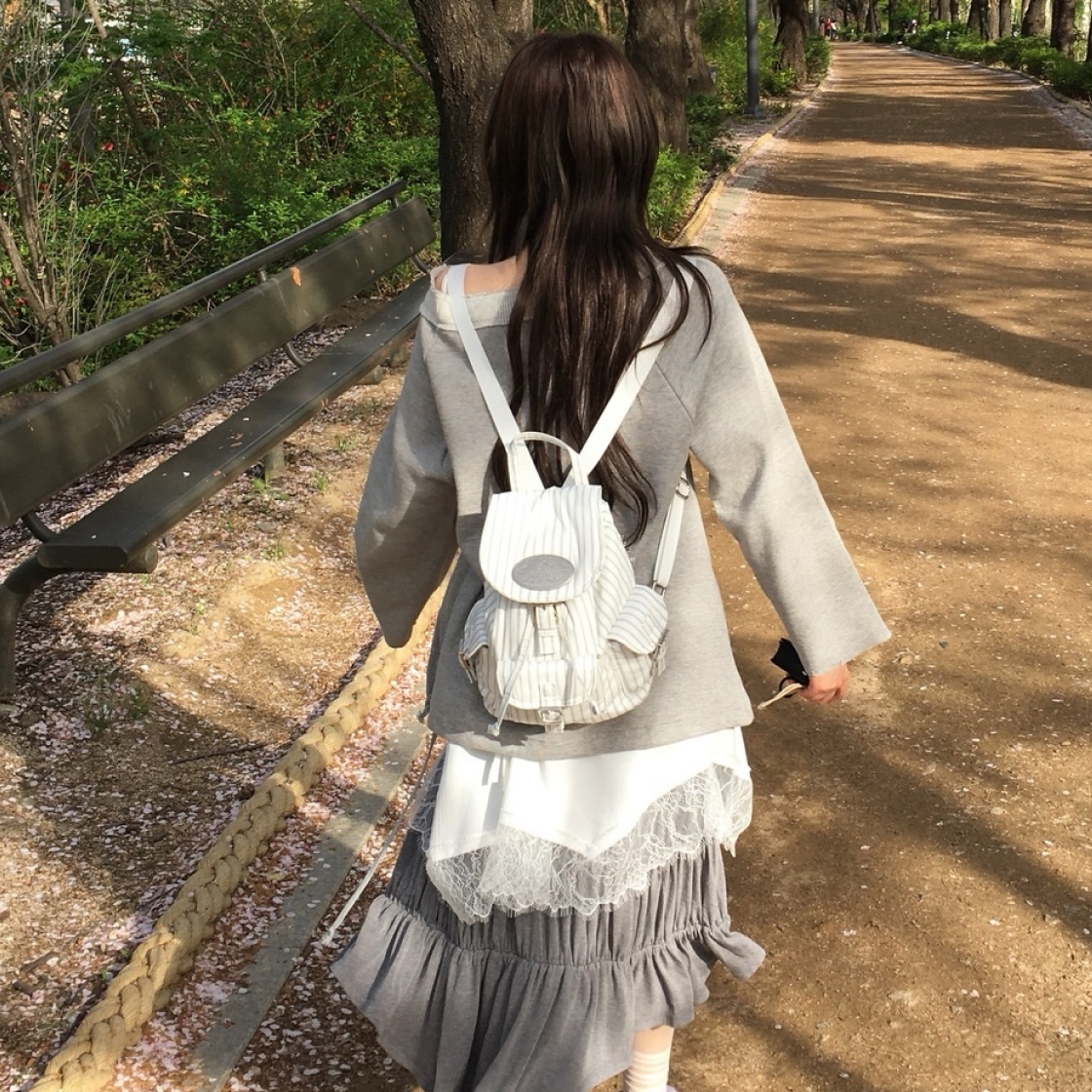 라츠유 노스텔지아 백팩 스트라이프 네이비(LOTS YOU Nostalgia Backpack Stripe Navy) - 4