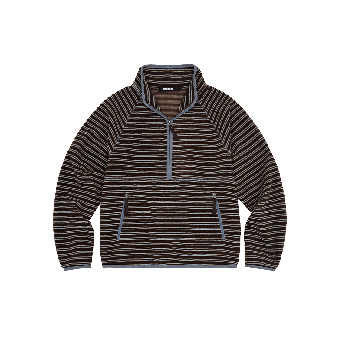 MEA03B6T13-BR Mea Stripe Fleece Half Zip Brown
