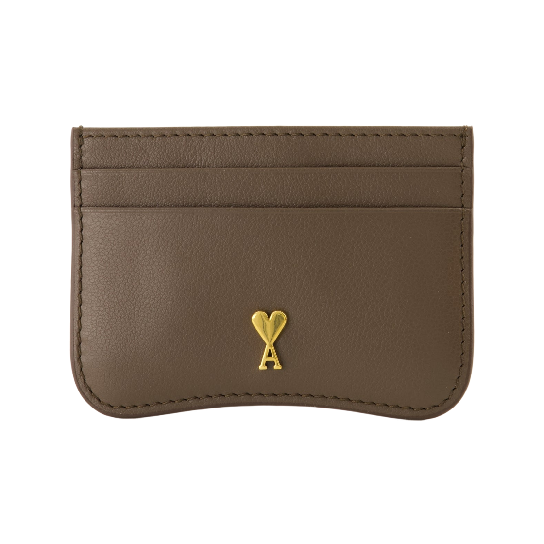 USL706-AL0208-A236 AMI de Coeur Card Holder in Smooth Leather Brown Gold