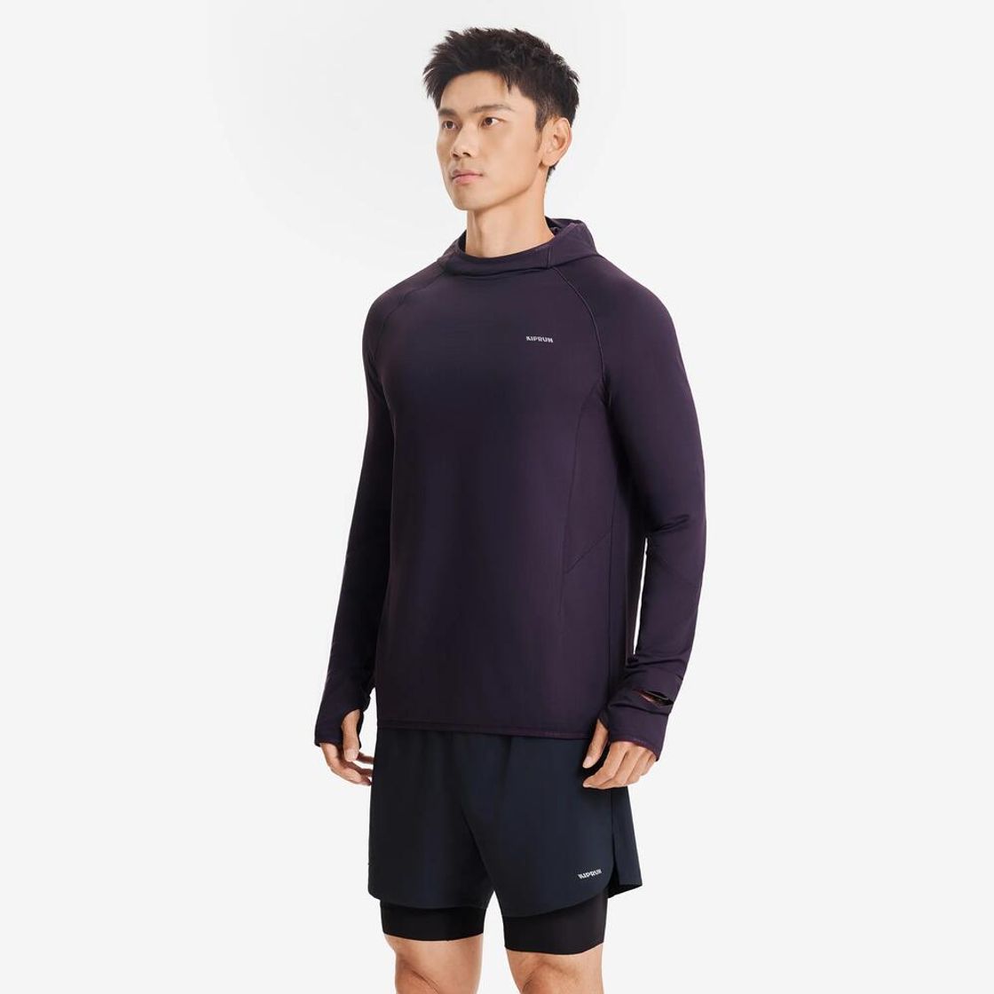 데카트론 남성 러닝 후디 런 웜 500 다크 오버진(Decathlon Men's Running Hoodie Run Warm 500 Dark Aubergine) - 4